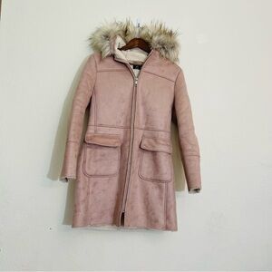 F&F Faux Suede Sherpa Jacket Women Size 8 Color Light Pink